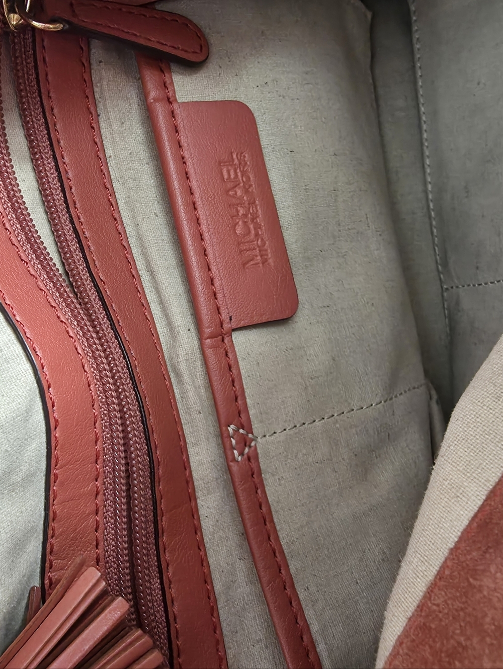 Michael Kors Rust Brown Woven Suede Hobo Bag - Picture 6 of 9